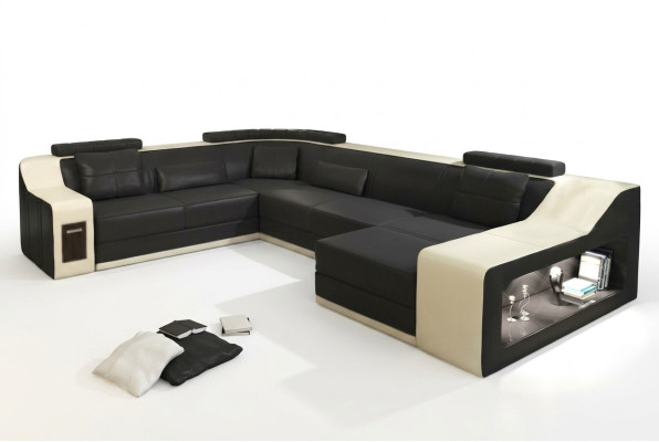 Canapé en cuir Canapé Paysage vivant Canapé d'angle Suite d'angle Design Canapé Moderne B2017 renouvelé