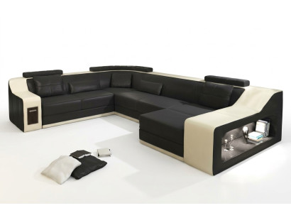 Canapé en cuir Canapé Paysage vivant Canapé d'angle Suite d'angle Design Canapé Moderne B2017 renouvelé