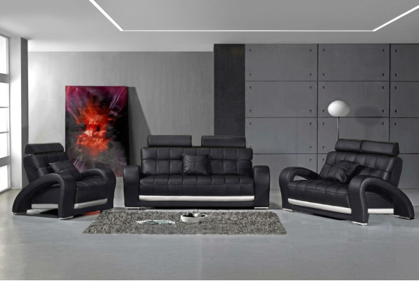 Canapé en cuir Canapé Canapé salon Paysage de vie Ensemble 3+2+1 Places Design Moderne Canapé B2023
