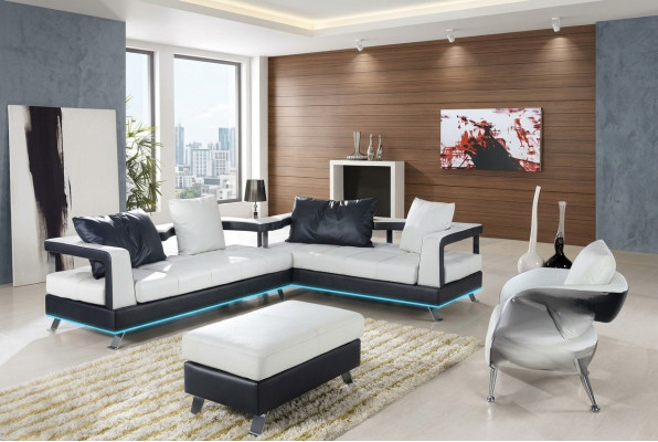 Canapé en cuir Canapé Salon Paysage de vie Canapé d'angle Suite d'angle Design Canapé moderne Nouveau