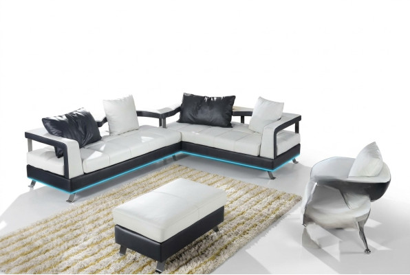 Canapé en cuir Canapé Salon Paysage de vie Canapé d'angle Suite d'angle Design Canapé moderne Nouveau