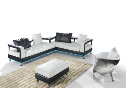Canapé en cuir Canapé Salon Paysage de vie Canapé d'angle Suite d'angle Design Canapé moderne Nouveau