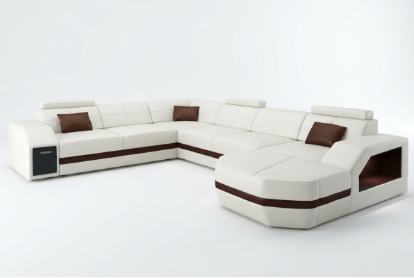 Canapé en cuir Canapé Paysage vivant Canapé d'angle Suite d'angle Design Moderne Sofa C4011 nouveau