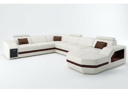 Canapé en cuir Canapé Paysage vivant Canapé d'angle Suite d'angle Design Moderne Sofa C4011 nouveau