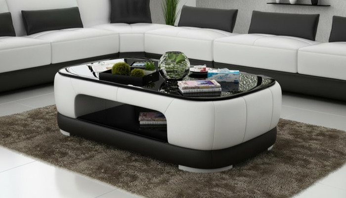 Table basse rembourrée Table basse Table en verre Table d'appoint