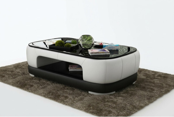 Table basse rembourrée Table basse Table en verre Table d'appoint