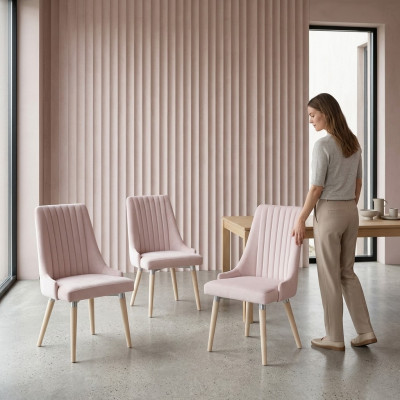 4x Chaises Chaise Rembourrage Moderne Set Design Lehn Suite Fauteuil Complet neuf