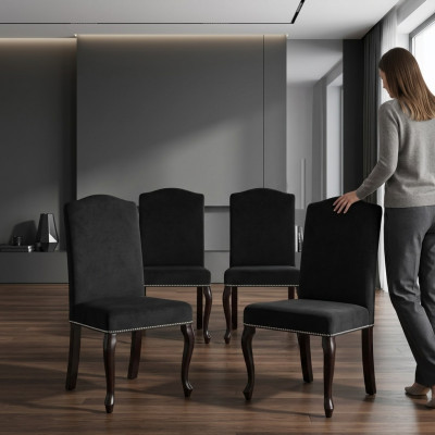 4x Ensemble de chaises rembourrées design Siège en tissu complet