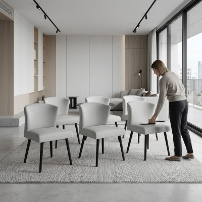 6x chaises longues revêtues de cuir - Design de chaise Lehn, fauteuil de club lounge - suite de fauteuils neuve