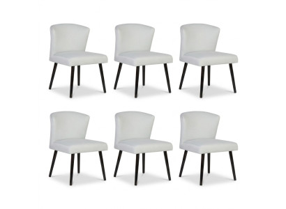 6x chaises longues revêtues de cuir - Design de chaise Lehn, fauteuil de club lounge - suite de fauteuils neuve