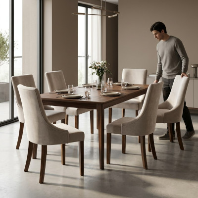 6x Ensemble de chaises rembourrées de designer, chaises complètes de suite de sièges inclinables Lounge Club neuf