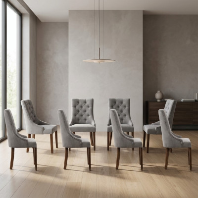8x Ensemble de chaises rembourrées de designer, ensemble de chaises complet avec siège inclinable et salon
