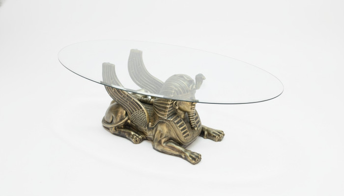 Table basse Table en verre Tables Tables Pharaon Sphinx Côté en verre Égypte 120x60cm
