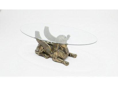 Table basse Table en verre Tables Tables Pharaon Sphinx Côté en verre Égypte 120x60cm