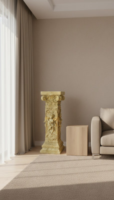 Conception colonne sculptures cupides figures décoration support décoratif statuette fleurs base
