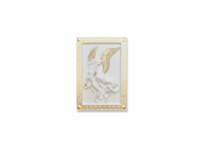 Pégase Relief Mural Style Antique Peinture Murale Relief Artisanal Antique Image Cheval.