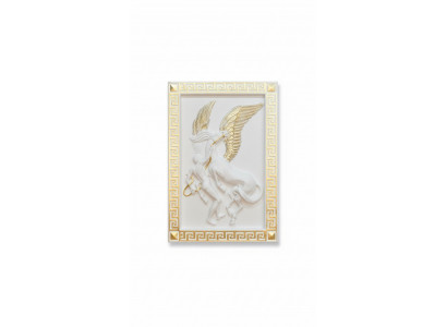 Pégase Relief Mural Style Antique Peinture Murale Relief Artisanal Antique Image Cheval.