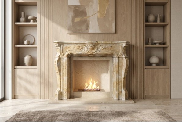 Cheminée Poêle Panneau Entourage Style Marbre Décoration Baroque Cheminées Classiques