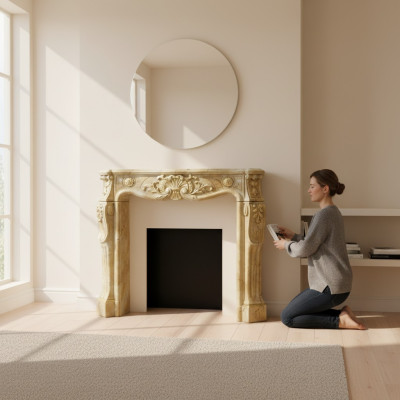 Revêtement de cheminée entourant la décoration de style marbre baroque des cheminées classiques Four