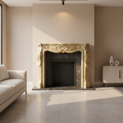 Revêtement de cheminée entourant la décoration de style marbre baroque des cheminées classiques Four