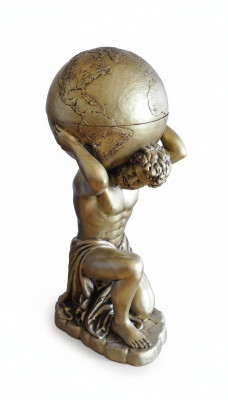 Style antique Classique r Globe Atlas Mini Bar Bar Étagère à vin Statue Sculpture Décoration