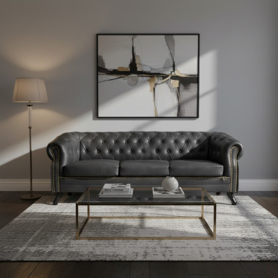 Ensemble de canapés Chesterfield Canapé 3+1+1 Ensemble de canapé Revêtement Canapés Canapés en cuir Tissu