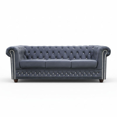 Chesterfield Set de canapé Canapé 3+1+1 Canapé en tissu Canapés Siège en cristaux.