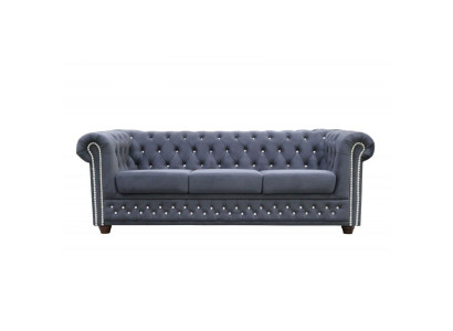 Chesterfield Set de canapé Canapé 3+1+1 Canapé en tissu Canapés Siège en cristaux.