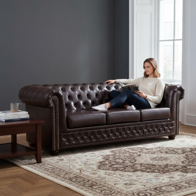 Ensemble canapé Chesterfield 3+1+1 Ensemble de canapés de canapés Chesterfield Yorki nouveau