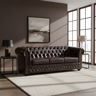 Canapé Chesterfield ensemble Canapé 3+1 Ensemble de tapisserie de canapé Canapés Canapés Meubles en cuir