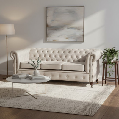 Ensemble canapé Chesterfield 3+2+1 Oxford Set de canapés en cuir Sofas Couches