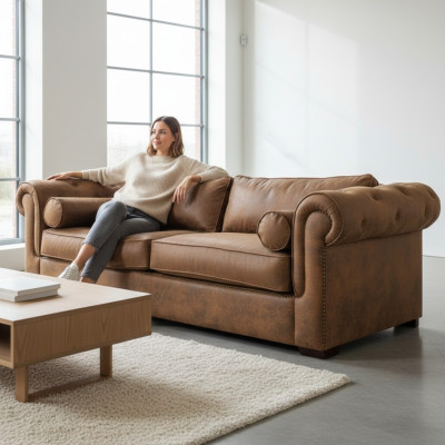 Chesterfield Ensemble Canapé 3+2 Canapé Ensemble Canapés Canapés Canapé en Cuir Neuf
