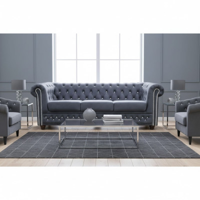 Set de canapés Chesterfield Canapé Rembourrage en cristal Pierres en cuir Sets 3+2 Canapé