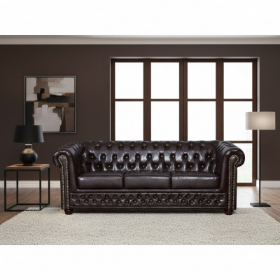 Ensemble de canapés Chesterfield Ensemble de canapés Design de rembourrage en cuir Tissu Ensemble de canapés 3+2