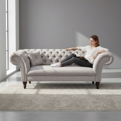Canapé Chesterfield ensemble 3+2 Canapé Canapé Rembourrage Design Cuir Tissu Ensembles