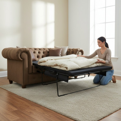 Chesterfield Cambridge Canapé 2 places Canapé de bureau avec fonction lit Canapés et sofas
