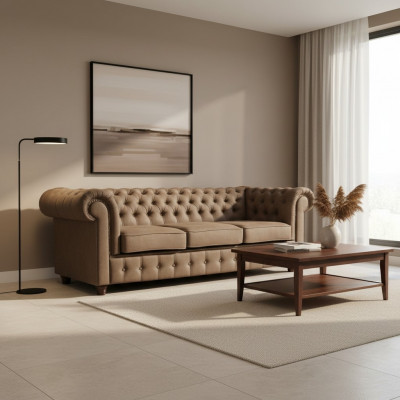 Design de luxe Chesterfield, siège rembourré, grand canapé 3 places, canapés XXL immédiatement