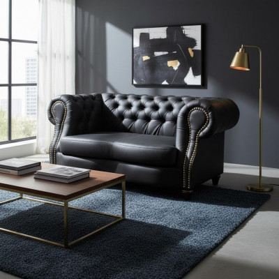 Chesterfield Lincoln 2 places Canapé Tissu Canapés Canapés Canapé Club en Cuir de Conception