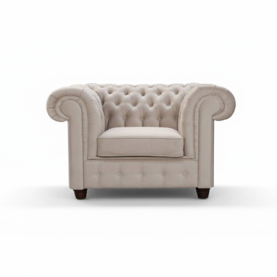 Chesterfield 1 Seater TV Sessel Club Lounge Relax Sessel Textil-Ledersofa