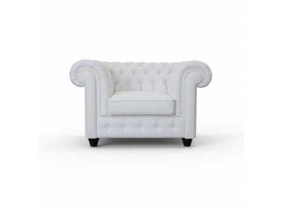 Élégant fauteuil bergère blanc Chesterfield: Le charme du classique dans un style moderne