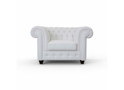 Élégant fauteuil bergère blanc Chesterfield: Le charme du classique dans un style moderne