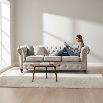 Design Classique Chesterfield Upholstery Canapé Canapé Suite 3 Places Canapé En Cuir Nouveau