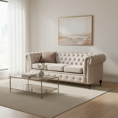 Design Classique Chesterfield Upholstery Canapé Canapé Suite 3 Places Canapé En Cuir Nouveau