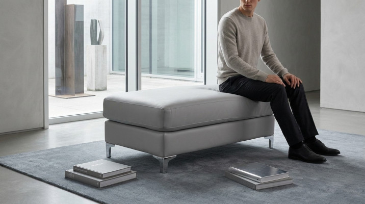 XXL Club Hocker Lounge Hocker Ottoman Pufa 'Textile Ottoman Designer