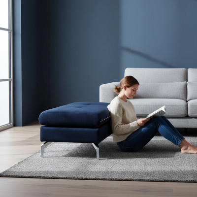 XXL Club Repose-pieds en tissu Pouf Pouf Textile Ottoman