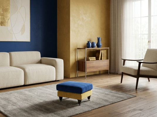 Repose-pieds Tabouret Lounge XXL Club Pouf Ottoman en cuir Textile Ottoman Designer neuf