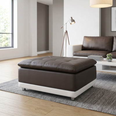 Tabouret de salon XXL Repose-pieds de club Pouf en cuir en textile Ottoman