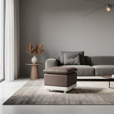 Pouf ottoman de designer en cuir et textile XXL.