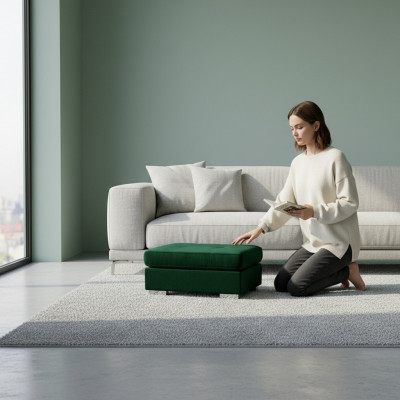 XXL Club Repose-pieds en cuir Repose-pieds Lounge Ottoman Pufa Ottoman en textile