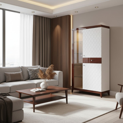 Vitrine de design moderne en verre armoire de vitrine avec étagère décorative de présentation.
